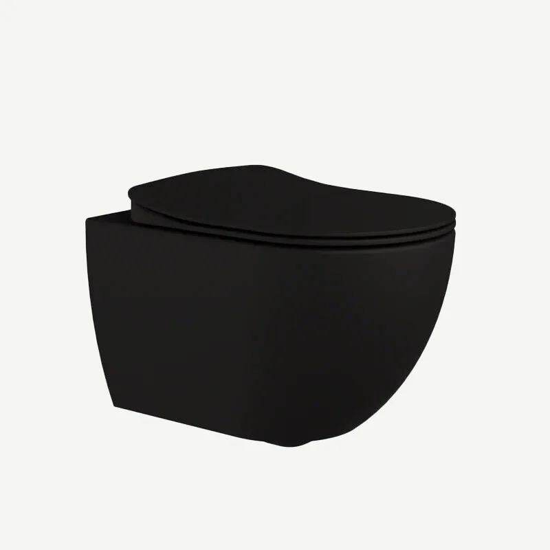 Creavit FREE Hänge-WC | schwarz-matt + Creavit Duck WC Deckel | Soft Close